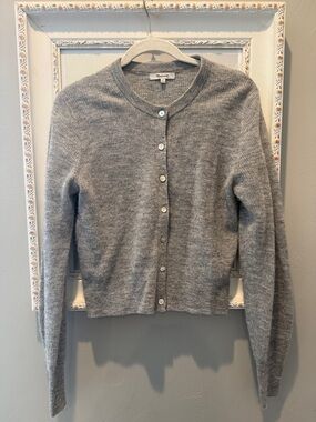 Madewell Heather Gray Button-Front Crew Cardigan